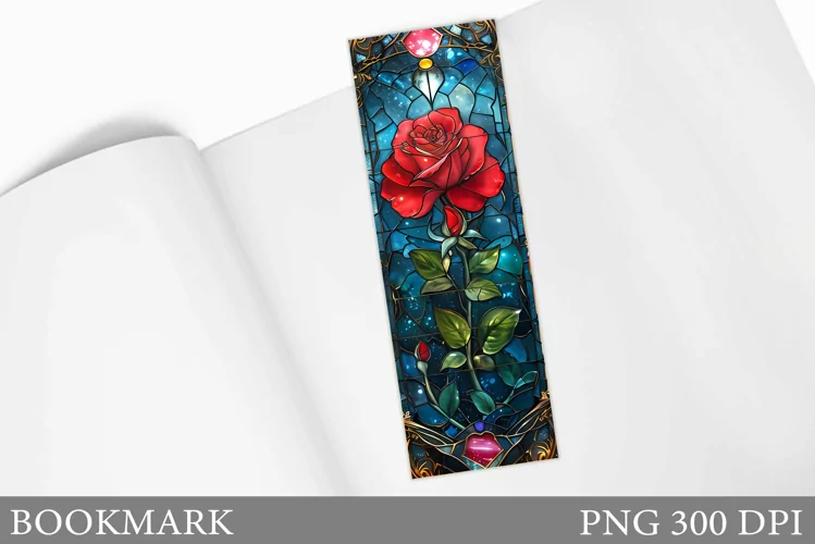 Rose Bookmark Design. Stained Glass Rose Bookmark