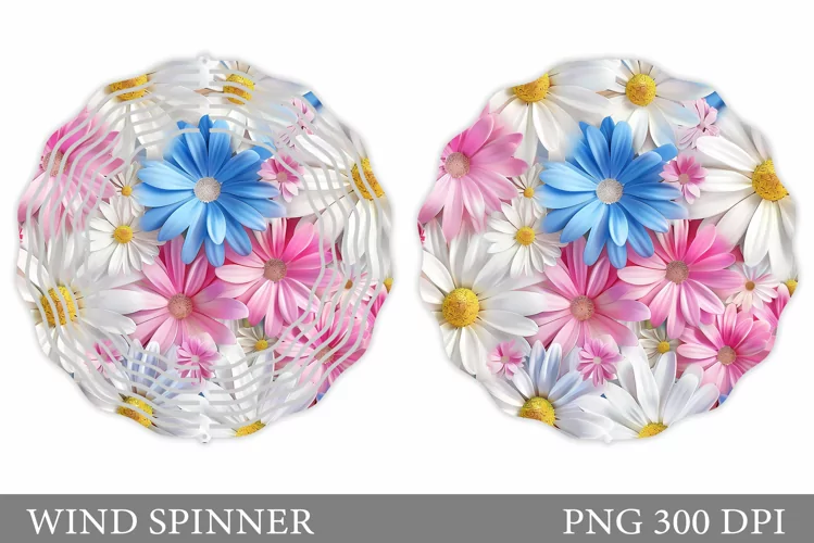 Flowers Wind Spinner Design. Daisy Flowers Wind Spinner