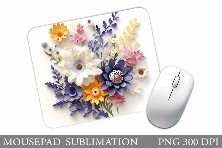 Wildflowers Mouse Pad. 3D Flowers Mouse Pad Sublimation