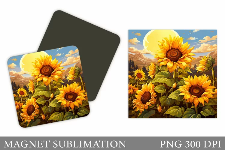 Sunflowers Magnet. Summer Flowers Magnet Sublimation