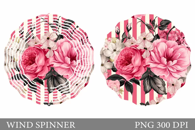 Flowers Wind Spinner Design. Floral Wind Spinner Sublimation