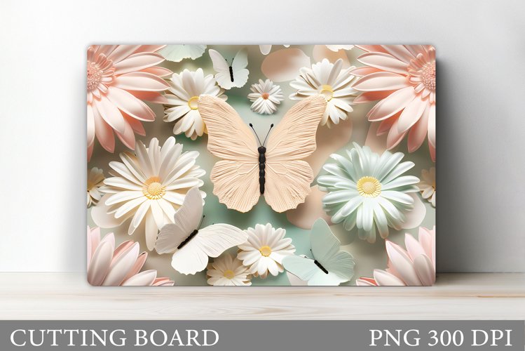 Butterflies Cutting Board. Flowers Cutting Board Design example image 1