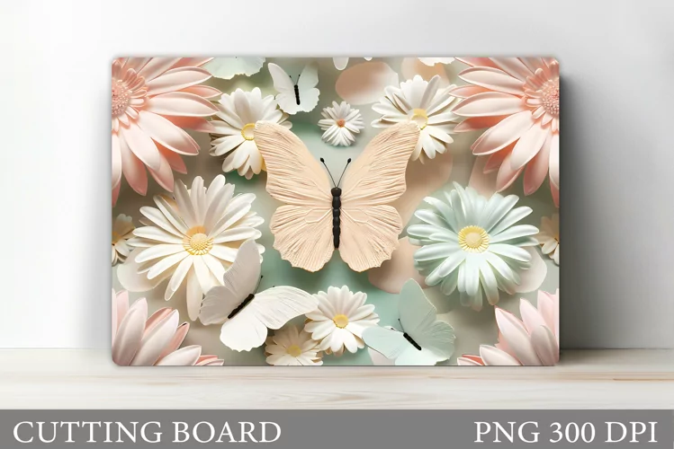 Butterflies Cutting Board. Flowers Cutting Board Design