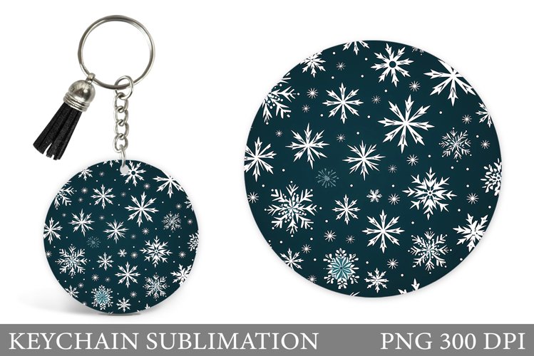 Snowflakes Keychain Design. Snowflakes Round Keychain