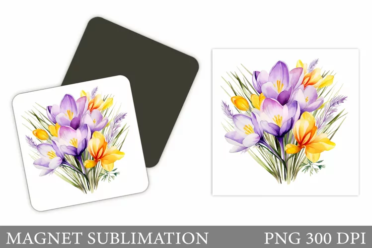 Crocus Magnet Design. Spring Flowers Magnet Sublimation