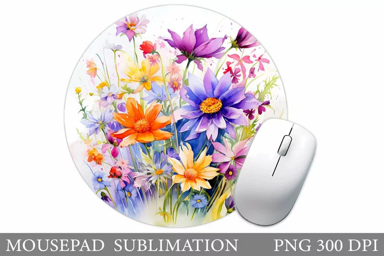 Flowers Mouse Pad Sublimation. Wildflowers Mouse Pad Design