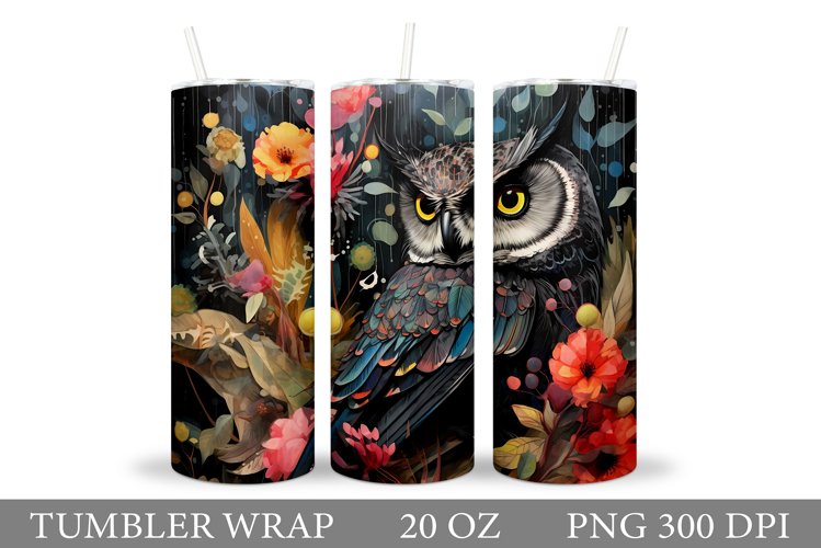 Owl Tumbler Sublimation. Owl Flowers Tumbler Design