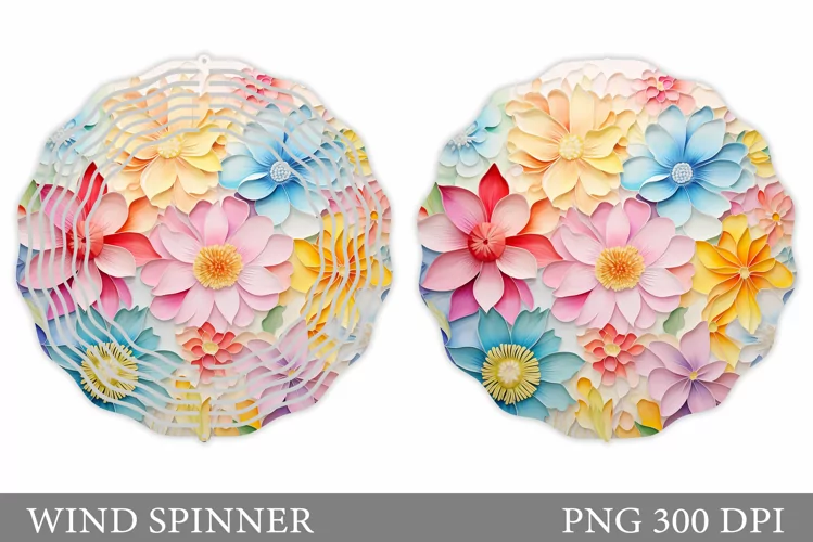 Flowers Wind Spinner Design. 3D Flowers Wind Spinner
