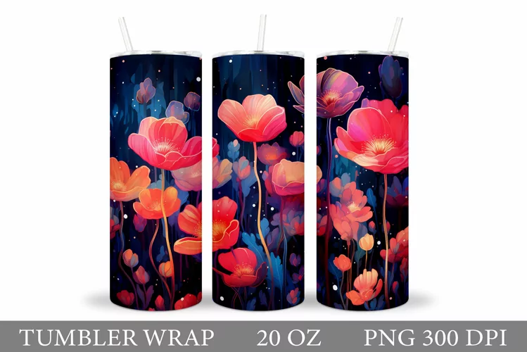 Flowers Tumbler Design. Flowers Tumbler Wrap Sublimation
