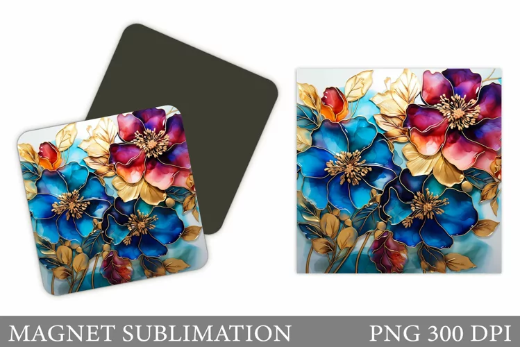 Flowers Magnet Sublimation. Flowers Square Magnet Design