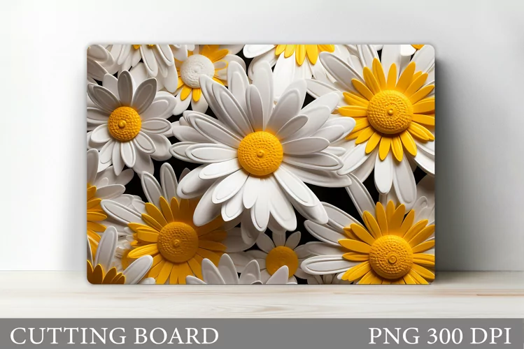 3D Daisy Cutting Board. Flowers Kitchen Cutting Board Design
