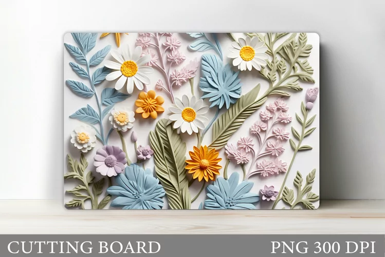 3D Flowers Cutting Board. Kitchen Cutting Board Sublimation