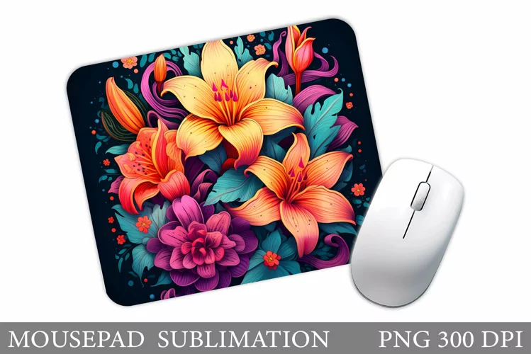 Flowers Mouse Pad Sublimation. Flowers Mouse Pad Design