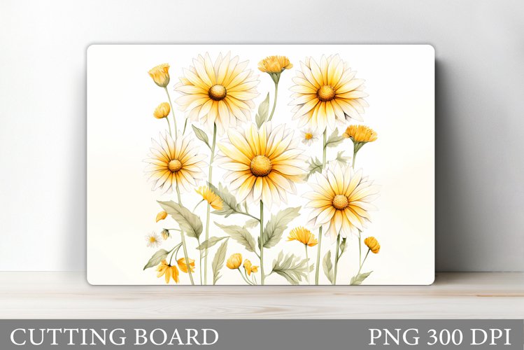 Daisy Flowers Cutting Board. Flowers Kitchen Cutting Board example image 1