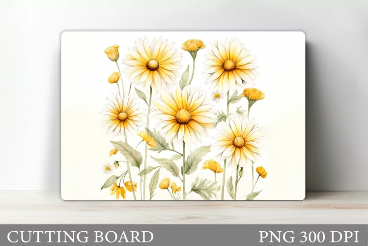 Daisy Flowers Cutting Board. Flowers Kitchen Cutting Board