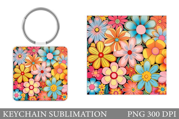 Flowers Keychain Design. Daisy Keychain Flowers Sublimation