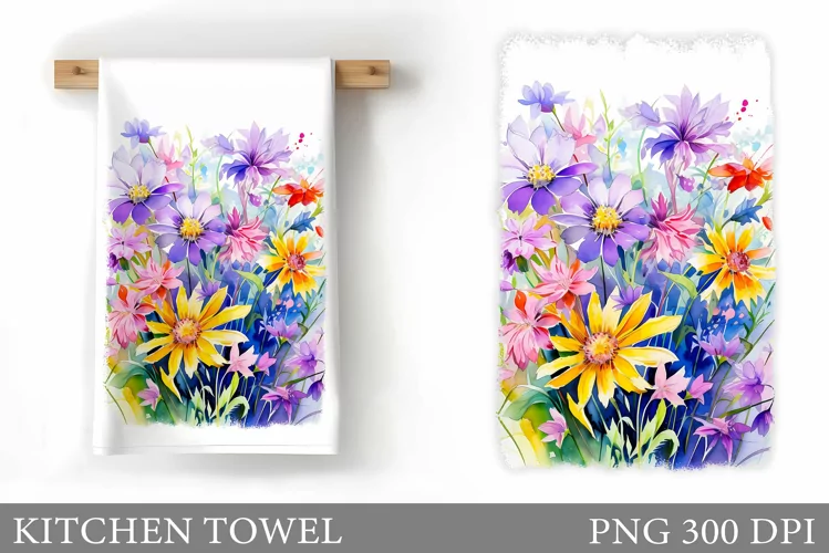 Wildflowers Kitchen Towel. Summer Flowers Kitchen Towel