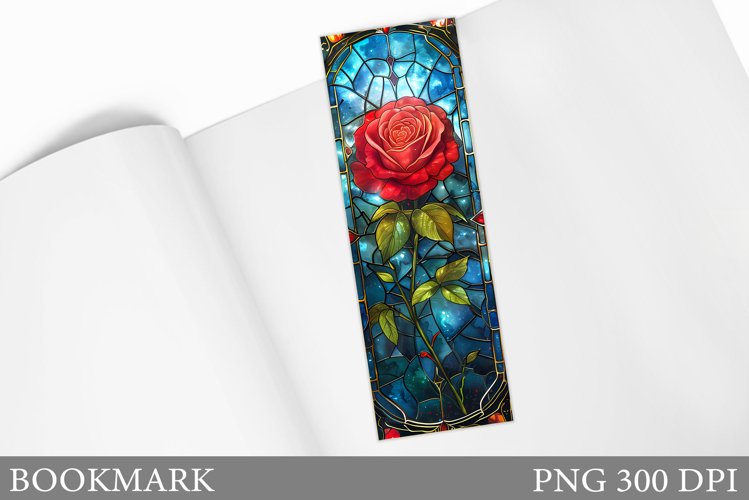 Stained Glass Bookmark. Rose Bookmark Sublimation example image 1