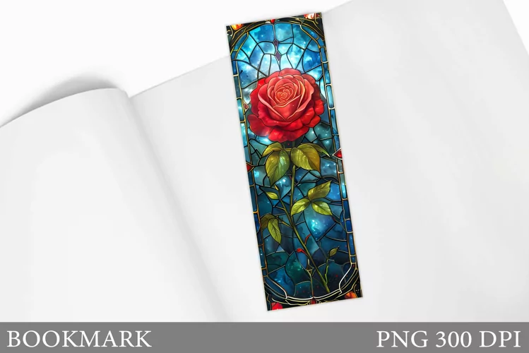 Stained Glass Bookmark. Rose Bookmark Sublimation