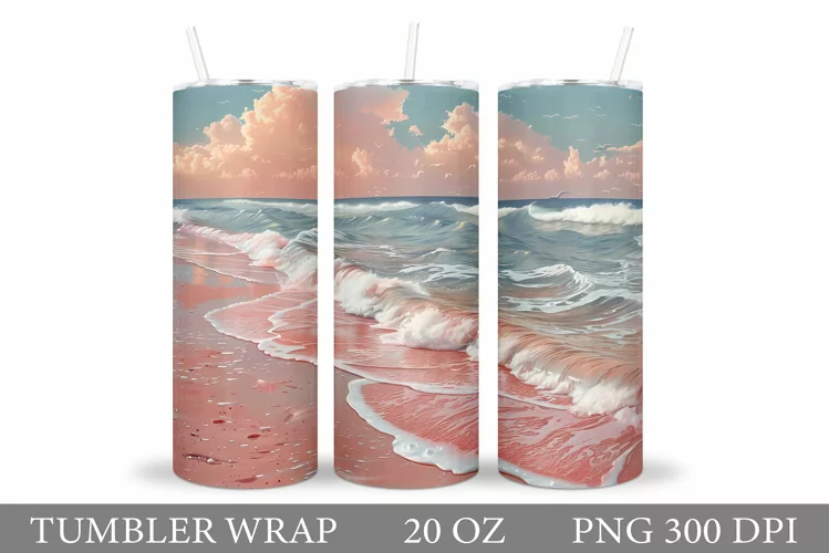 Sea Tumbler Sublimation. Sunset Tumbler Wrap Design