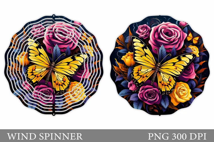 Butterflies Wind Spinner. 3D Flowers Wind Spinner Design
