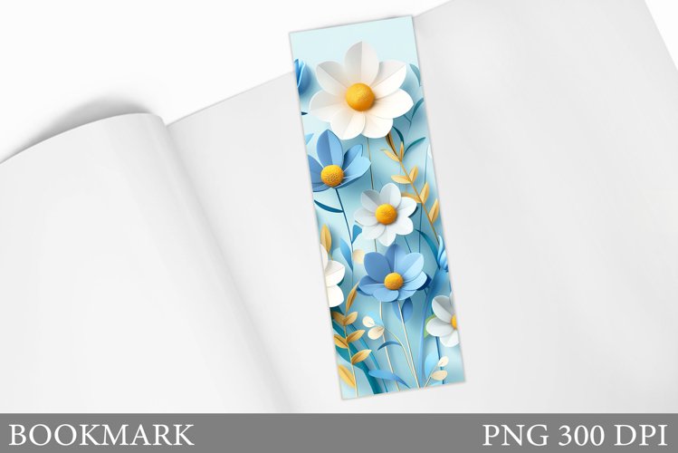Flowers Bookmark Design. 3D Flowers Bookmark Sublimation example image 1