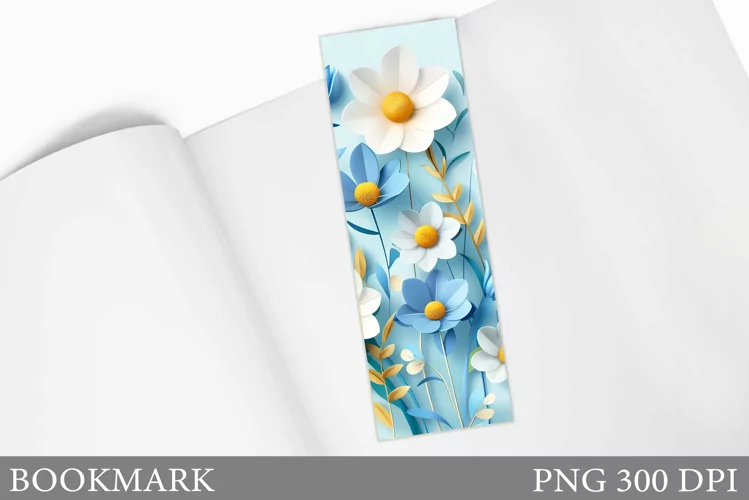 Flowers Bookmark Design. 3D Flowers Bookmark Sublimation