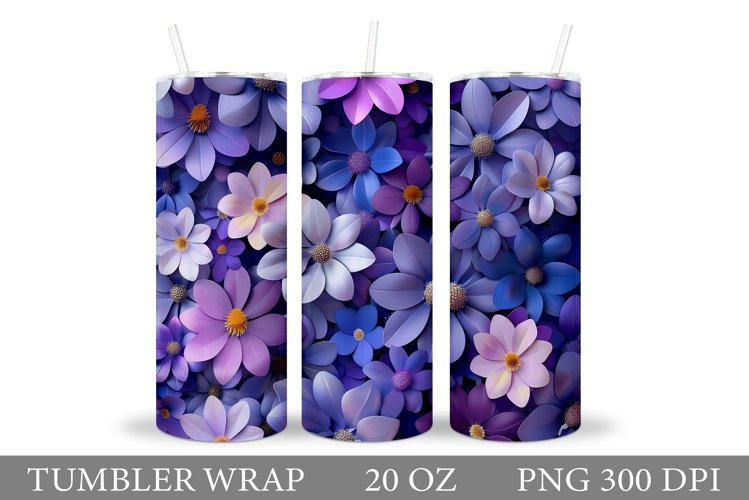 Flowers Tumbler Wrap Design. Sublimation Tumbler Flowers