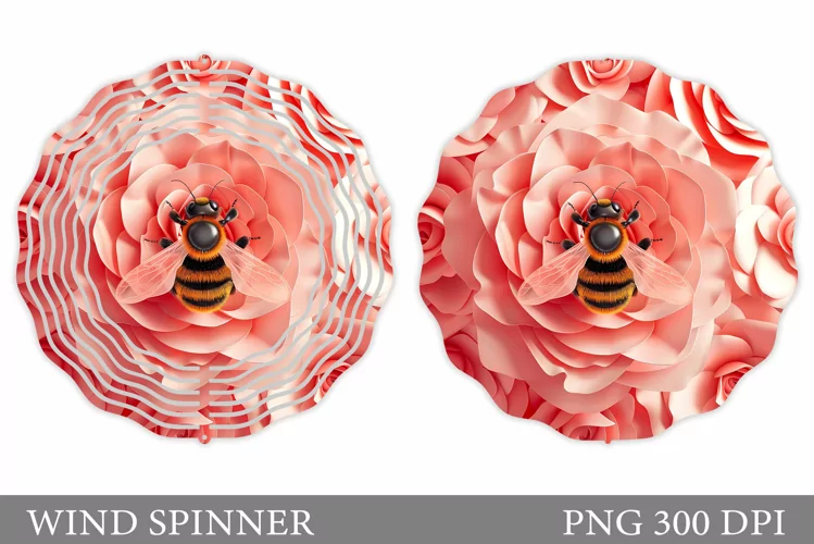 Bee Wind Spinner Design. Roses Wind Spinner Sublimation