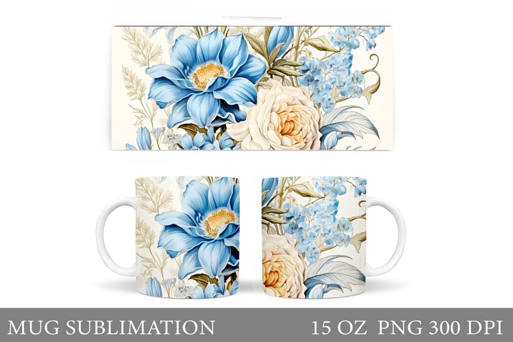 Flowers Mug Wrap Design. Flowers Mug Sublimation example image 1