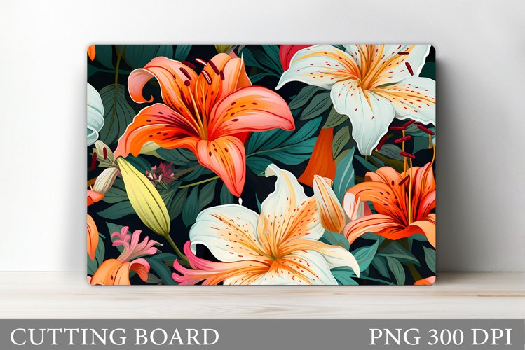 Flowers Cutting Board Sublimation. Lily Cutting Board Design example image 1