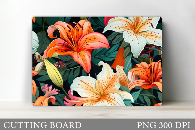 Flowers Cutting Board Sublimation. Lily Cutting Board Design