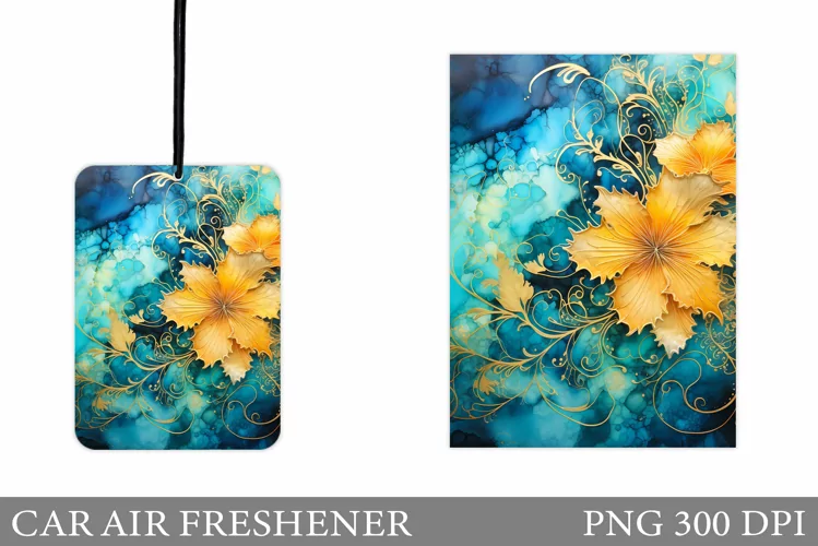 Alcohol Ink Car Air Freshener. Flowers Car Air Freshener