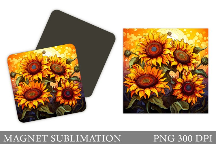 Sunflowers Magnet Sublimation. Flowers Magnet Design