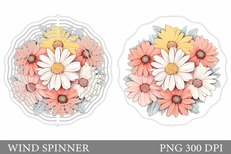 Flowers Wind Spinner Design. Daisy Flowers Wind Spinner