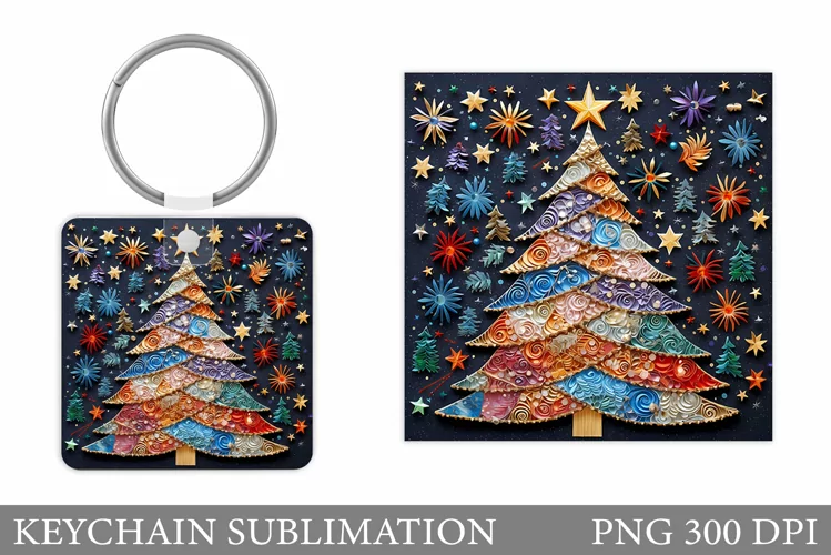 Christmas Tree Keychain.Winter Keychain Sublimation