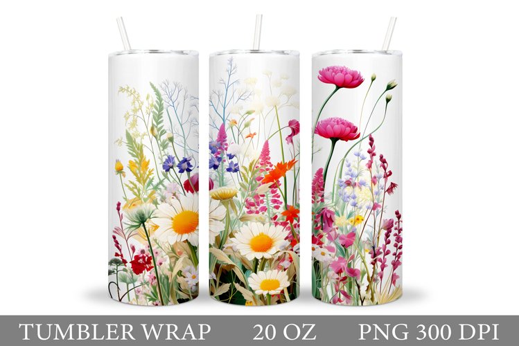 Flowers Tumbler Design. Wildflowers Tumbler Sublimation