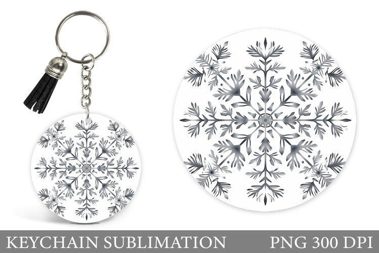 Snowflake Keychain Sublimation. Snowflake Round Keychain