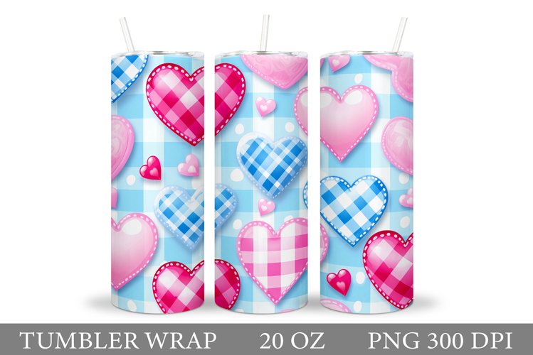Colorful Hearts Tumbler. Valentines Tumbler Design
