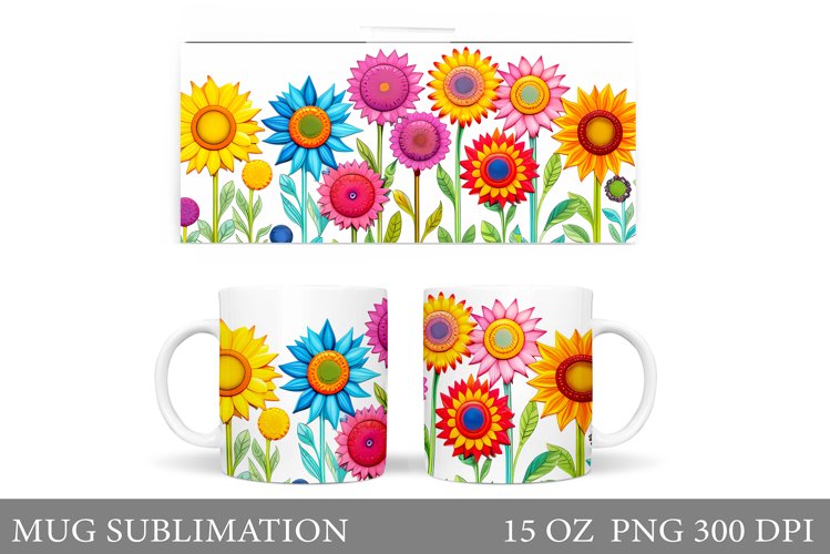 Flowers Mug Sublimation. Flowers Mug Wrap Design