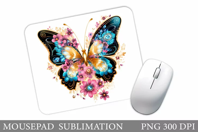 Butterfly Mouse Pad Design. Flowers Mouse Pad Sublimation