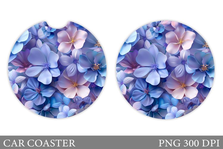 Flowers Car Coaster Sublimation. Flowers Coaster Design