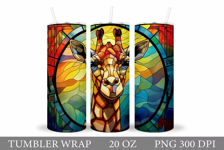 Giraffe Tumbler Design. Stained Glass Giraffe Tumbler Wrap