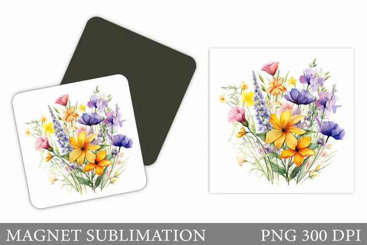 Wildflowers Magnet Sublimation. Flowers Magnet Design
