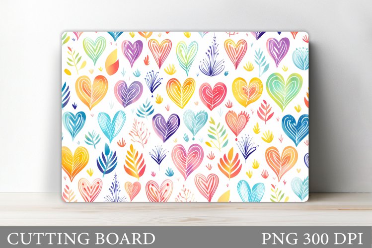 Valentines Cutting Board. Colorful Hearts Cutting Board