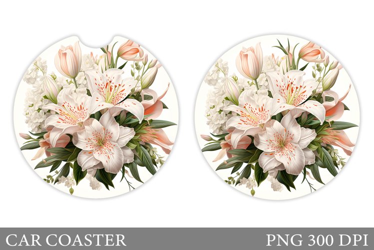 3D Flowers Car Coaster . Flowers Car Coaster Design example image 1