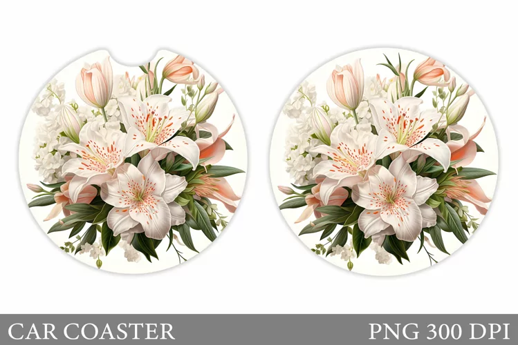 3D Flowers Car Coaster . Flowers Car Coaster Design