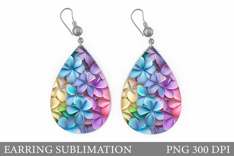 Flowers Earring Design. 3D Flowers Earring Sublimation