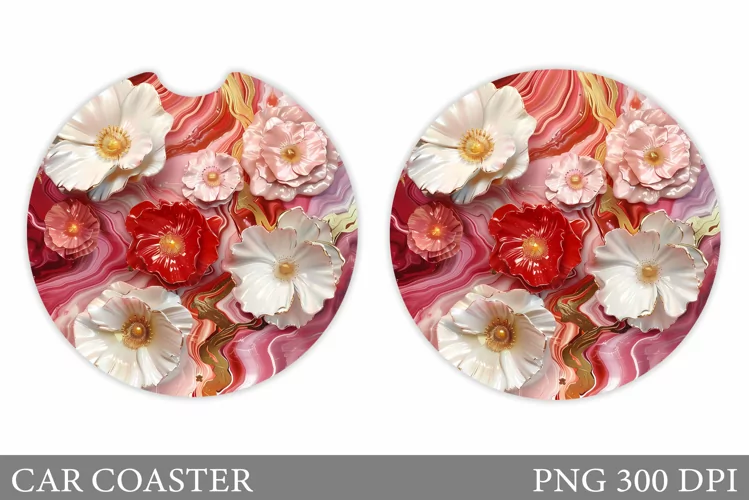 Flowers Car Coaster Design. Summer Car Coaster Template