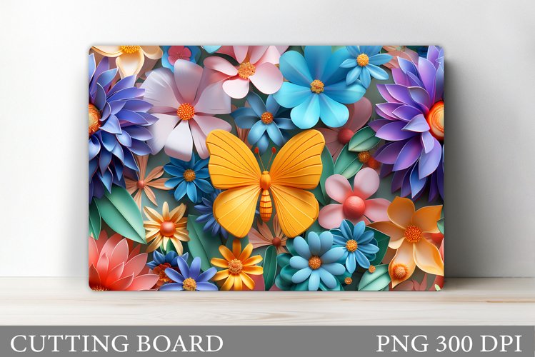 Butterfly Cutting Board. Flowers Cutting Board Sublimation example image 1